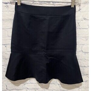 EUC Banana Republic A-Line Skirt Navy Blue Lined Zipper Woven Flutter Stretch 2